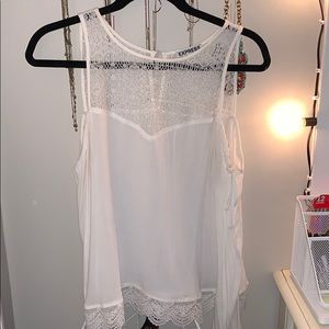 White flowy off the shoulder long sleeve
